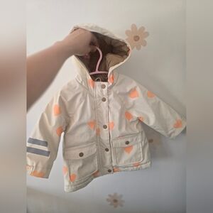 Zara Kids' Heart Patterned Hooded Raincoat Jacket